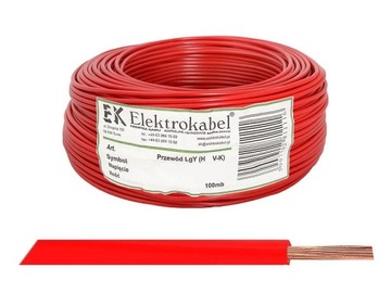 PRZEWÓD LGY 1x25mm2 CZERWONY ELEKTROKABEL 1M.