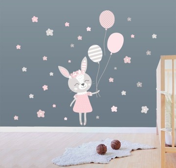 Наклейки на стену RABBIT BALLOONS, пастельные цветы