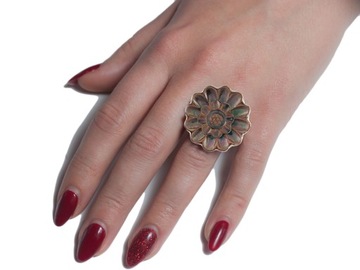 VERSIL pierścionek muszla kwiat regulow SREBRO 925