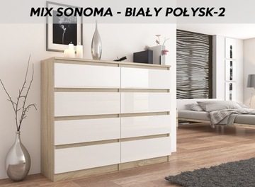 КОМОД 120 СМ С 8 ЯЩИКАМИ Sonoma HIGH GLOSS