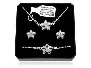 Komplet biżuterii srebrnej Orchidea z cyrkoniami