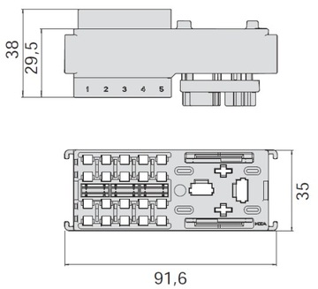 МОДУЛЬ РОЗЕТОЧНОЙ КОРОБКИ 10xMINI 1xMAX MTA 0101510