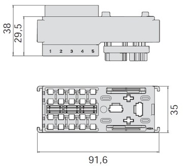 МОДУЛЬ РОЗЕТОЧНОЙ КОРОБКИ 10xMINI 1xMAX MTA 0101510