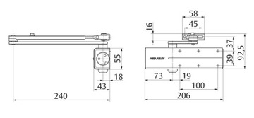 Samozamykacz do drzwi max 100kg 1250mm ASSA ABLOY DC140 srebrny