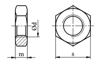 Гайка шестигранная низкая М6 DIN439 MS 10шт.