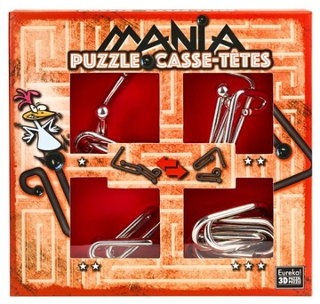 Łamigłówki metalowe 4 szt. Puzzle Mania - czerwone