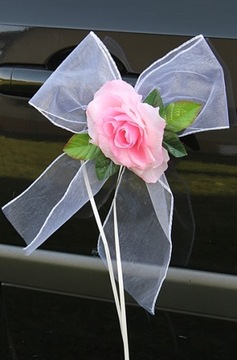 KOKARDY szyfon róża dekoracja samochodu domu ŚLUB