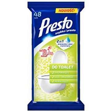 Presto chusteczki nawilżone do czyszczenia toalety wc antybakt 2w1 48 szt