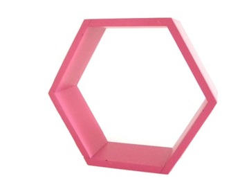 DREWNIANA PÓŁKA PLASTER MIODU HEXAGON RÓŻOWA