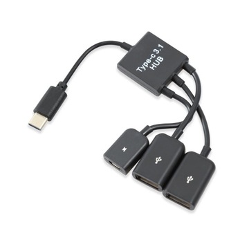 HUB OTG USB 3.1 на 2 x USB + адаптер питания micro USB OTG