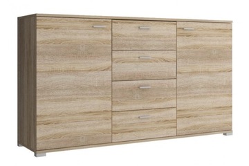 Duża komoda pojemna 150 cm sonoma biała 4 szuflady