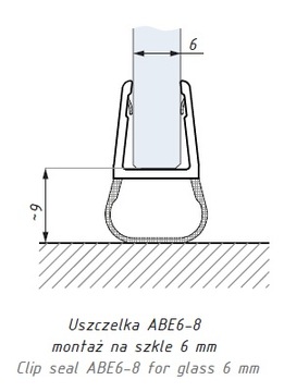 Уплотнитель для душевой кабины 62см ABE 6-8