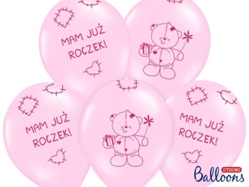 Balony Mam już Roczek 5 szt. 30 cm różowe