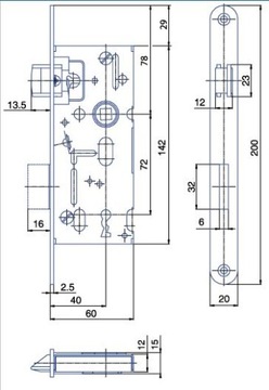 Замок врезной с ключом 72/40 HOBES K 103