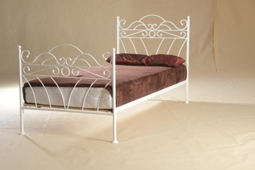 Łóżko metalowe Białe Wiking 90x200 Glamour kute