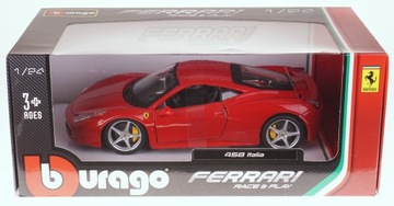 FERRARI 458 ITALIA МЕТАЛЛИЧЕСКАЯ МОДЕЛЬ BBURAGO 1:24 НОВАЯ