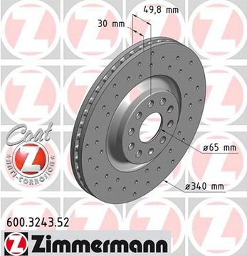 ПЕРЕДНИЕ ДИСКИ ZIMMERMANN SPORT OCTAVIA III RS 13-