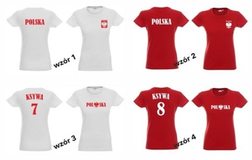 KOSZULKA POLSKI, KIBICA WŁASNY NAPIS IMIĘ dam L