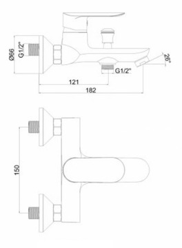 LAVEO APPIA BLP 010D НАСТЕННЫЙ СМЕСИТЕЛЬ ДЛЯ ВАННЫ, ХРОМ