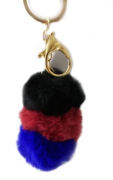 POMPON BRELOK NATURALNE FUTERKO KEYCHAIN ZAWIESZKA