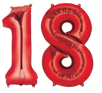 Balony Foliowe Cyfry 18 Osiemnastka Czerwona 75cm