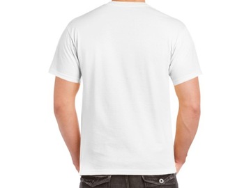T-shirt męski biała koszulka męska okrągły dekolt Gildan bawełna 170g r.5XL