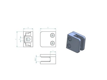 Держатель зажима 30x30 стекло 4-8 комплект балюстрады inox