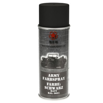 Краска-спрей в стиле милитари 400мл MFH NATO Spray BLACK MATT BLACK