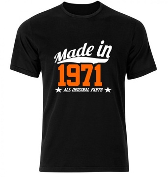 Koszulka na urodziny męska czarna MADE IN 1971