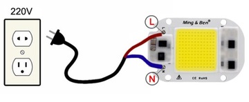 COB LED 50Вт теплый белый 220В