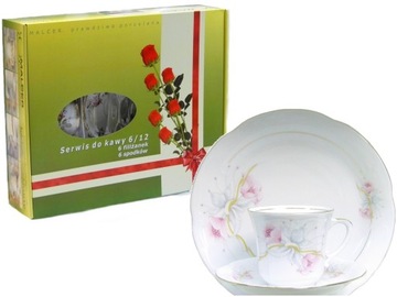 081 SERWIS KAWOWY 6/12 KAMELIA CHODZIEŻ PORCELANA