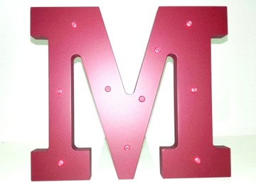 LITERY ŚWIECĄCE LED DREWNIANE 40 CM 3D KOLOROWE 3D