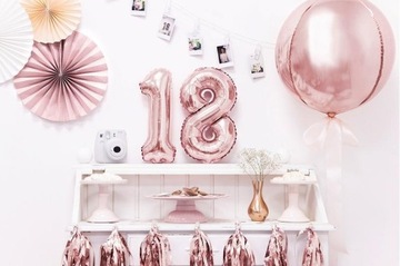 BALON FOLIOWY 1 roczek urodziny Rose Gold 100 cm