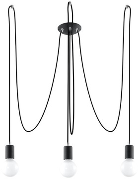 LAMPA WISZĄCA Żyrandol EDISON 3 Czarne Przewody