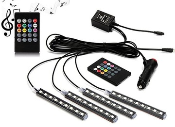 Освещение интерьера автомобиля светодиодная лента RGB + пульт
