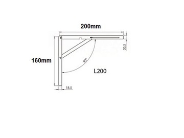 СКЛАДНАЯ ПЕТЛЯ ДЛЯ ПОЛОК 20см 200мм УГЛОВЫЕ КРОНШТЕЙНЫ ДЛЯ ПОЛОК ПОЛОЧНЫЙ КРОНШТЕЙН L200