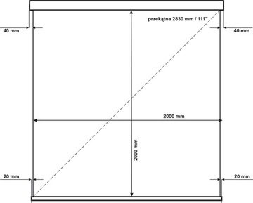 EKRAN projekcyjny MANUALNY ścienny 200x200 cm 1:1