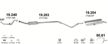 Концевой глушитель Peugeot 307 + Citroen C4 двиг. 1,4+1,6+комплект