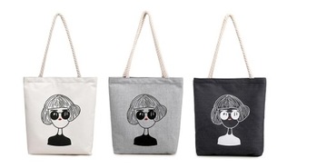 TORBA PŁÓCIENNA Z NADRUKIEM SHOPPER BAG SZNUREK Look what look biała