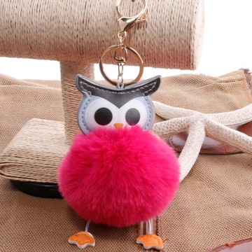 POMPON SOWA BRELOK ZAWIESZKA KEYCHAIN FUTERKO