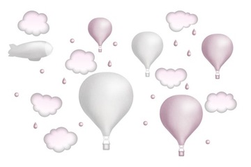 Naklejka ścienna BALONY cieniowane chmurki kropki