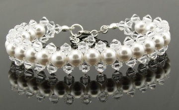 ARSYLION bransoletka białe perły kryształ crystal