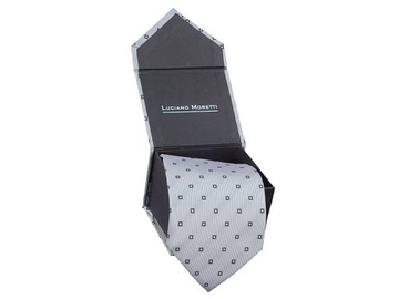 Krawat w kwadratowy wzór w pudełku mikrofibra 10cm