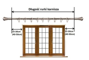 ОДИНОЧНЫЙ МЕТАЛЛИЧЕСКИЙ КАРДИНС ДЛЯ ШТОР FI 19 360 CM