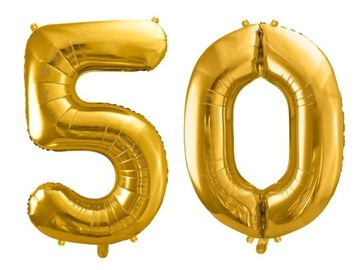Balony urodzinowe na 50 urodziny złote duże 100cm dekoracje hel powietrze