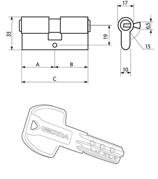 Вставка дверного замка GERDA PRO SYSTEM X 30/30, никель, сертификат C