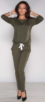 WYGODNY KOMBINEZON KHAKI Z ZAMKIEM casual S M L