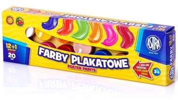 ASTRA farby farbki plakatowe szkolne 20 ml 13 kol.