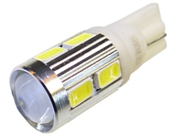 żarówka LED T10 w5w w3w w16w 10 x 5730 smd soczewka 12v 24v biała zimna