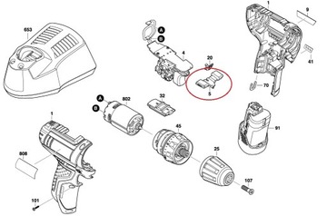 Bosch GSR 10,8-2-LI Dźwignia prawo-lewo 2609100825